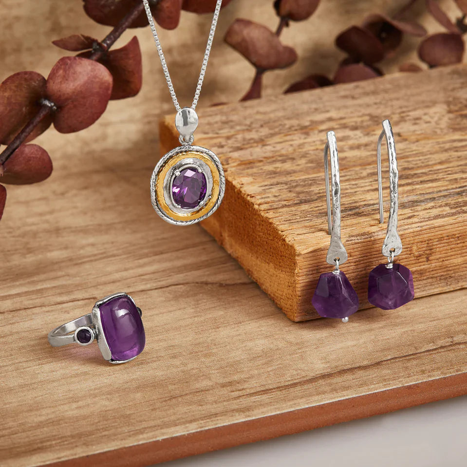 Amethyst Radiance Silver Pendant Necklace