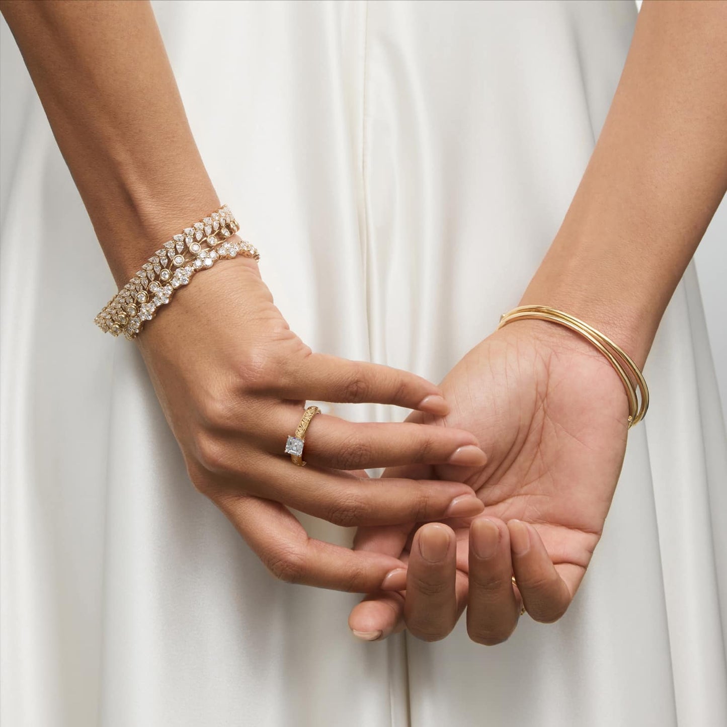 Asscher Cut Diamond Solitaire Ring in Yellow Gold with Hand Engraved Vintage Band