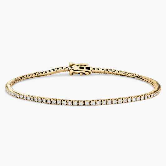 Diamond Tennis Bracelet in Yellow Gold Classic Round Cut Design