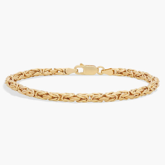 Yellow Gold Byzantine Link Bracelet Classic King Chain Design