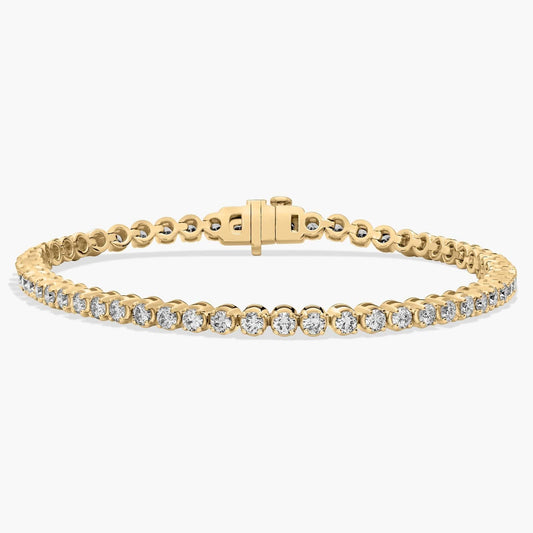 Yellow Gold Round Diamond Scalloped Tennis Bracelet
