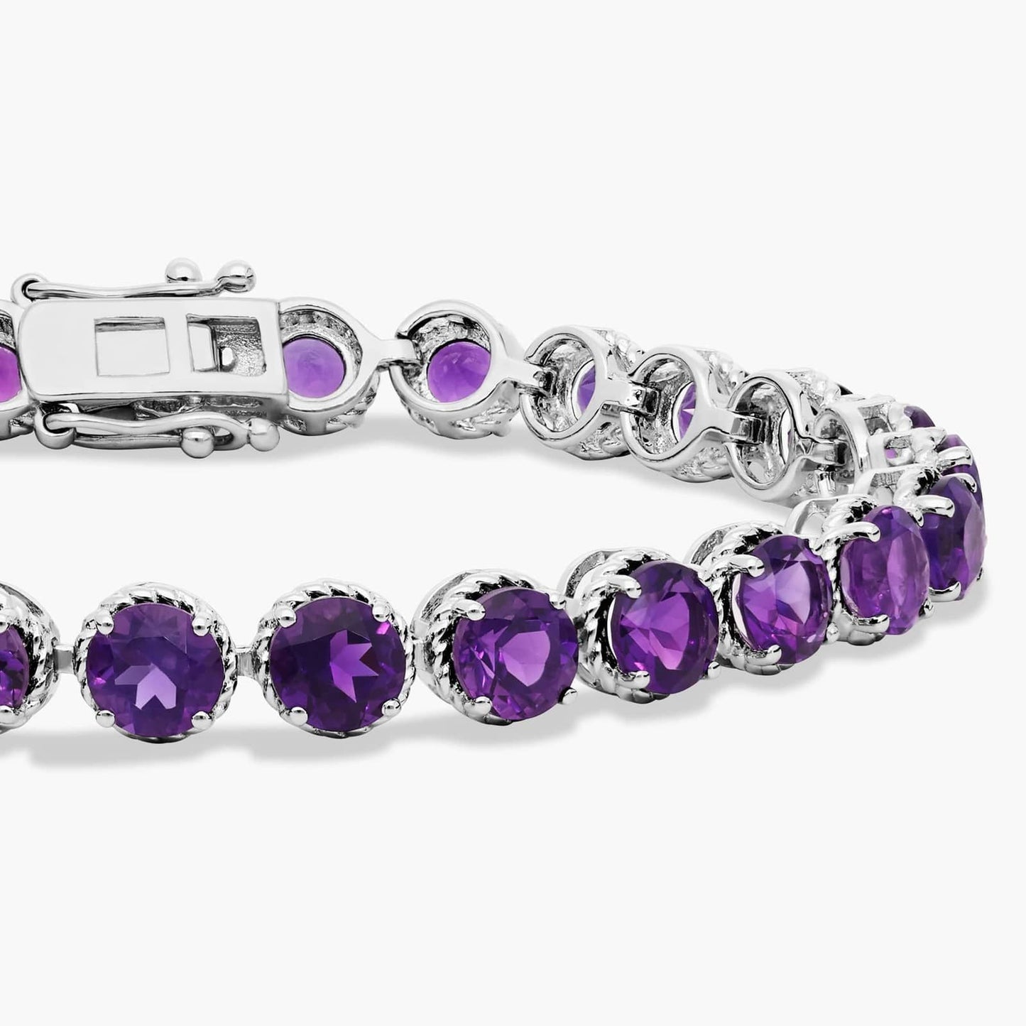 Amethyst Sterling Silver Diamond Tennis Bracelet