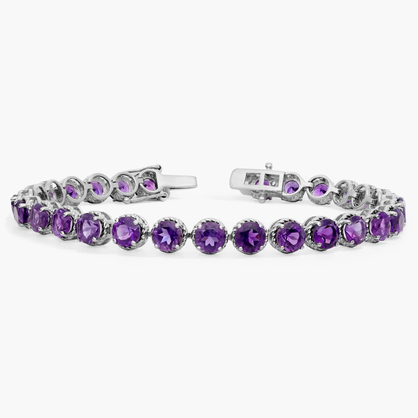 Amethyst Sterling Silver Diamond Tennis Bracelet