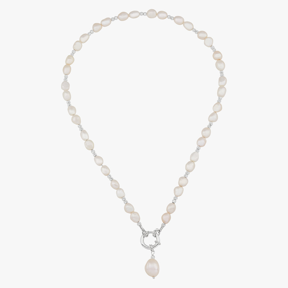 Baroque Pearl Drop Silver Necklace