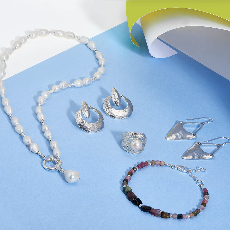 Baroque Pearl Drop Silver Necklace