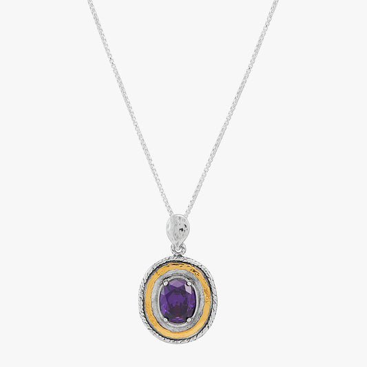Amethyst Radiance Silver Pendant Necklace
