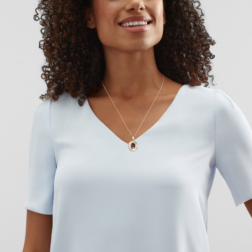 Amethyst Radiance Silver Pendant Necklace