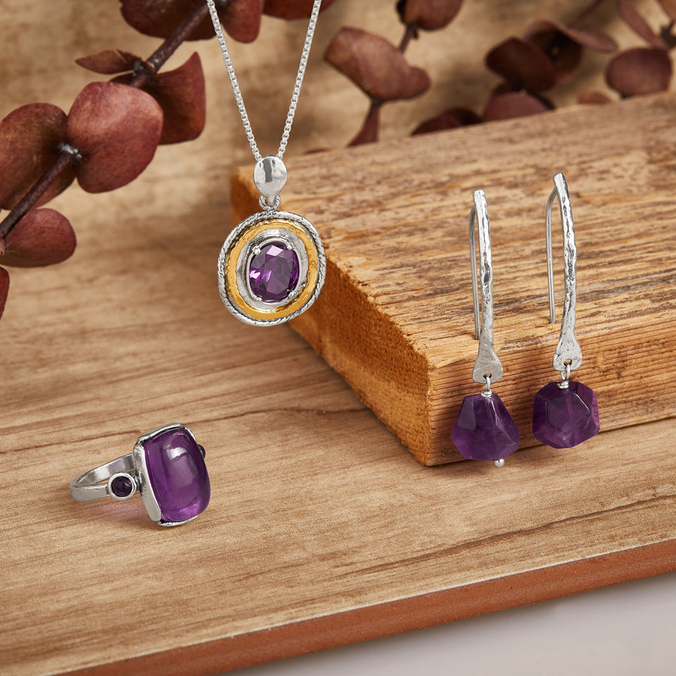 Amethyst Radiance Silver Pendant Necklace