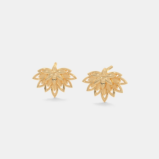 Silver Lotus Petal Stud Earrings