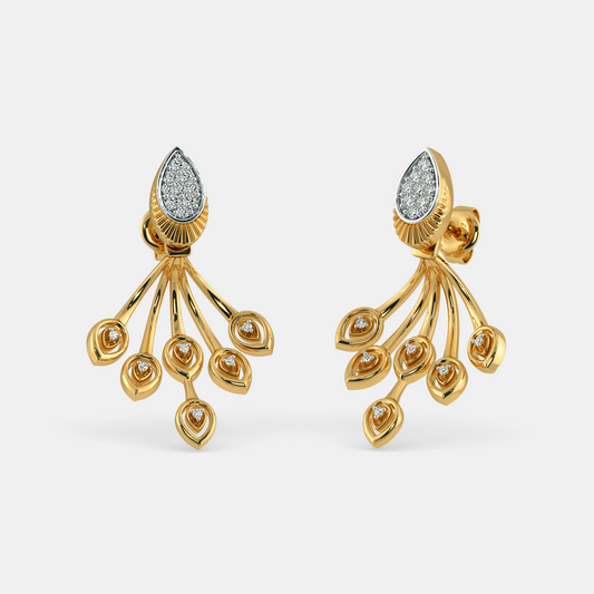 Silver Teardrop Diamond Cascade Stud Earrings