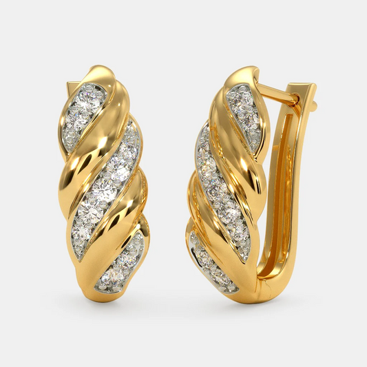 Twisted Silver Diamond Hoop Earrings