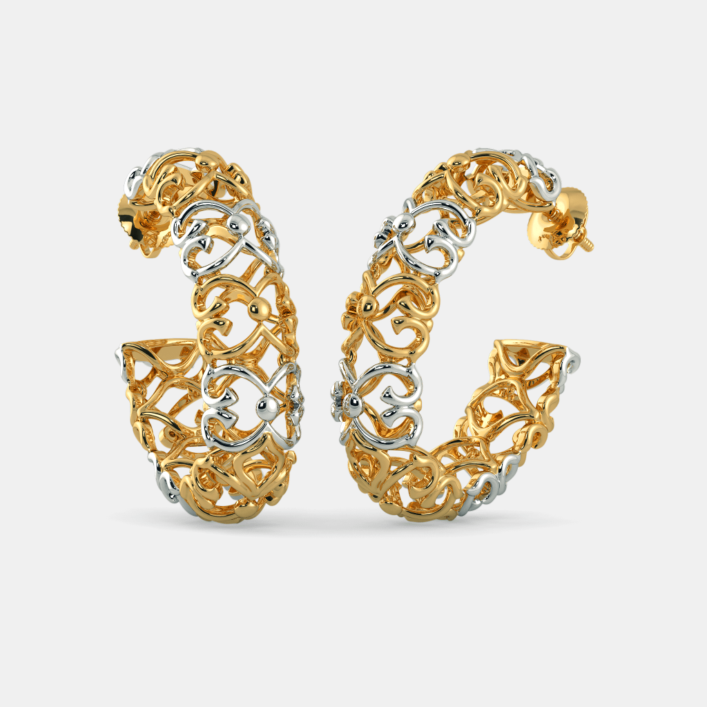 Silver Ornate Filigree Hoop Earrings