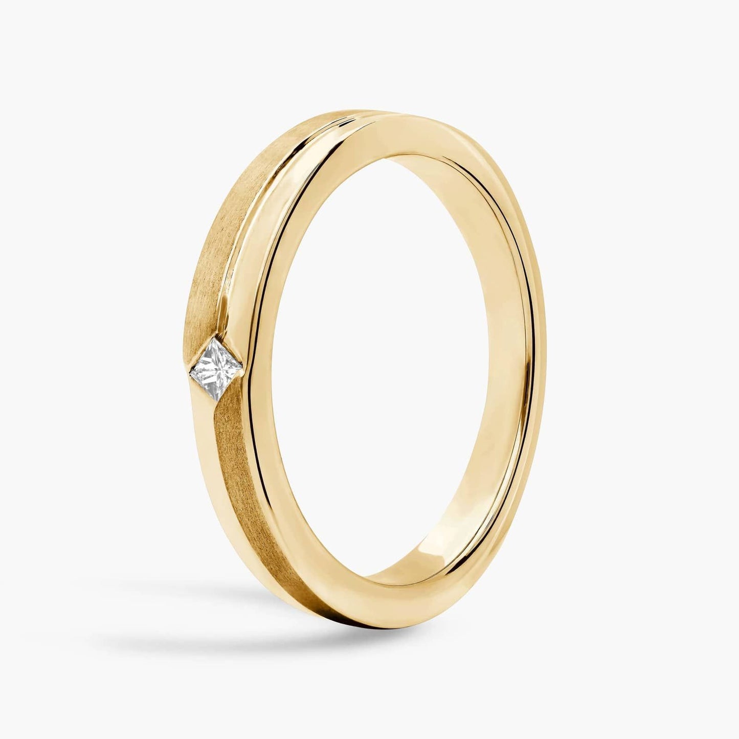 Brushed Edge Silver Men’s Diamond Accent Band Ring