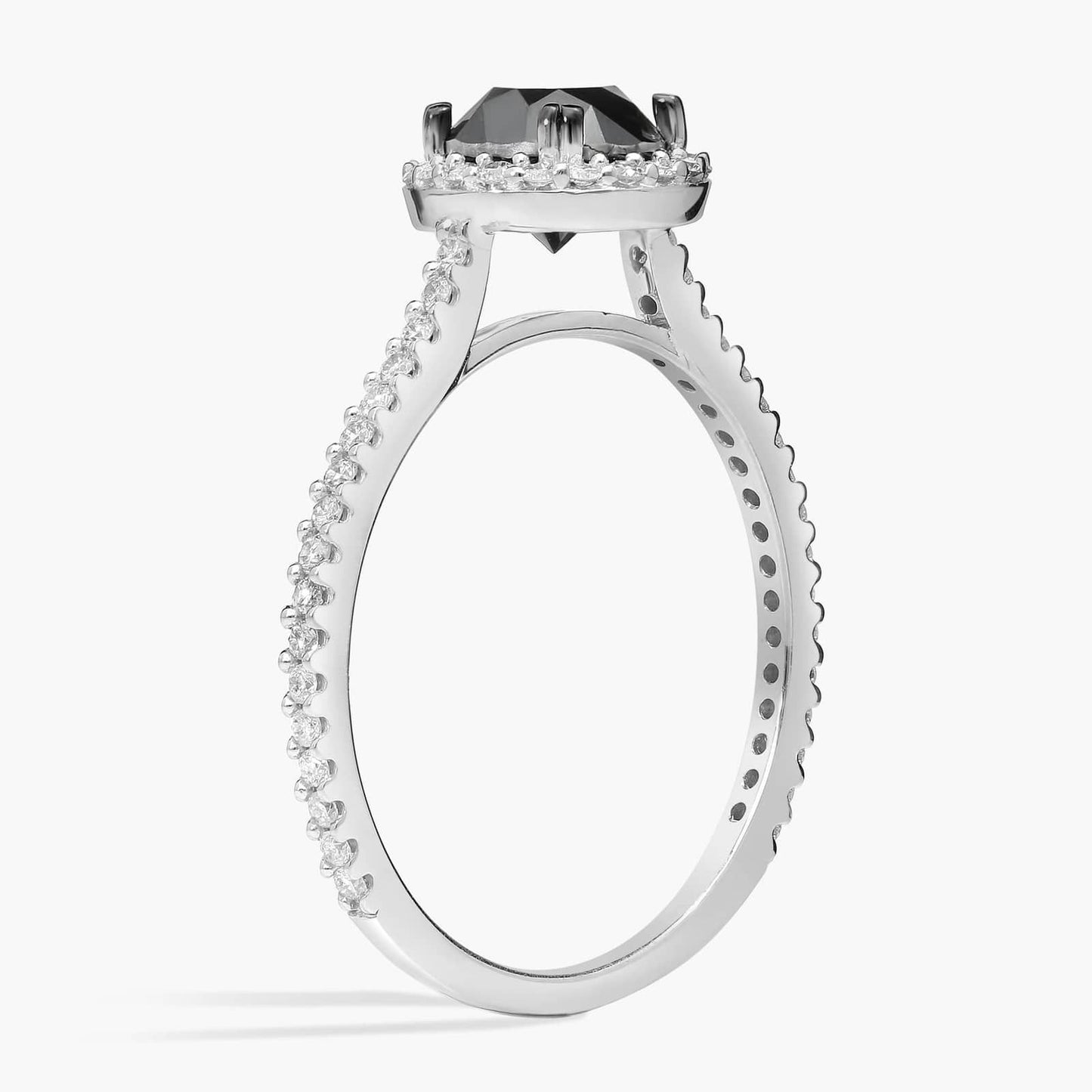 Black Diamond Halo Silver Ring