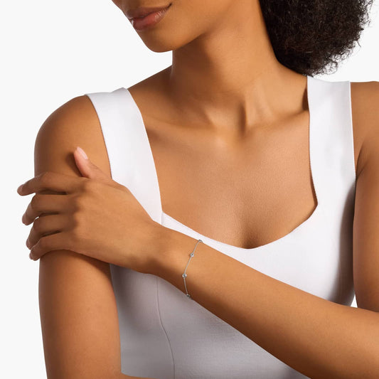 Sterling Silver Diamond Station Chain Bracelet