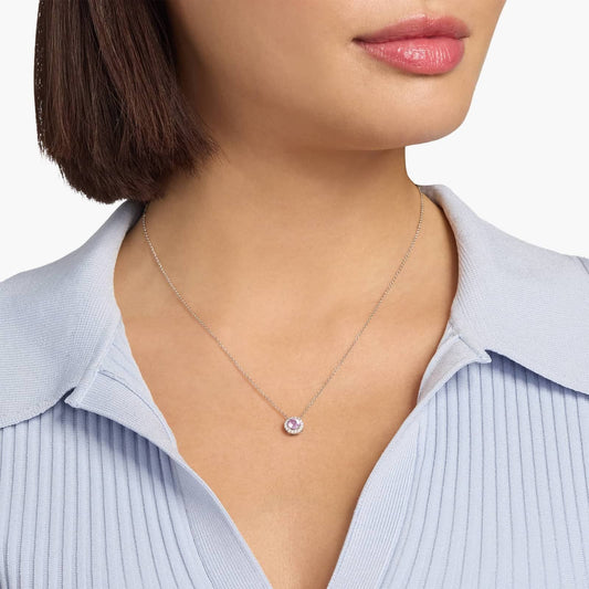 Sterling Silver Pink Sapphire Diamond Halo Pendant Chain Necklace