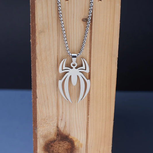 Sterling Silver Spider Symbol Pendant Chain Necklace