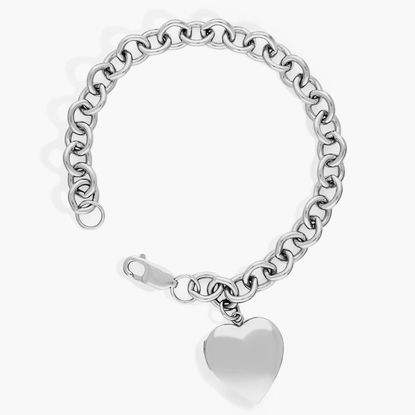 Women’s 925 Sterling Silver Heart Charm Chain Bracelet  Elegant & Romantic Design